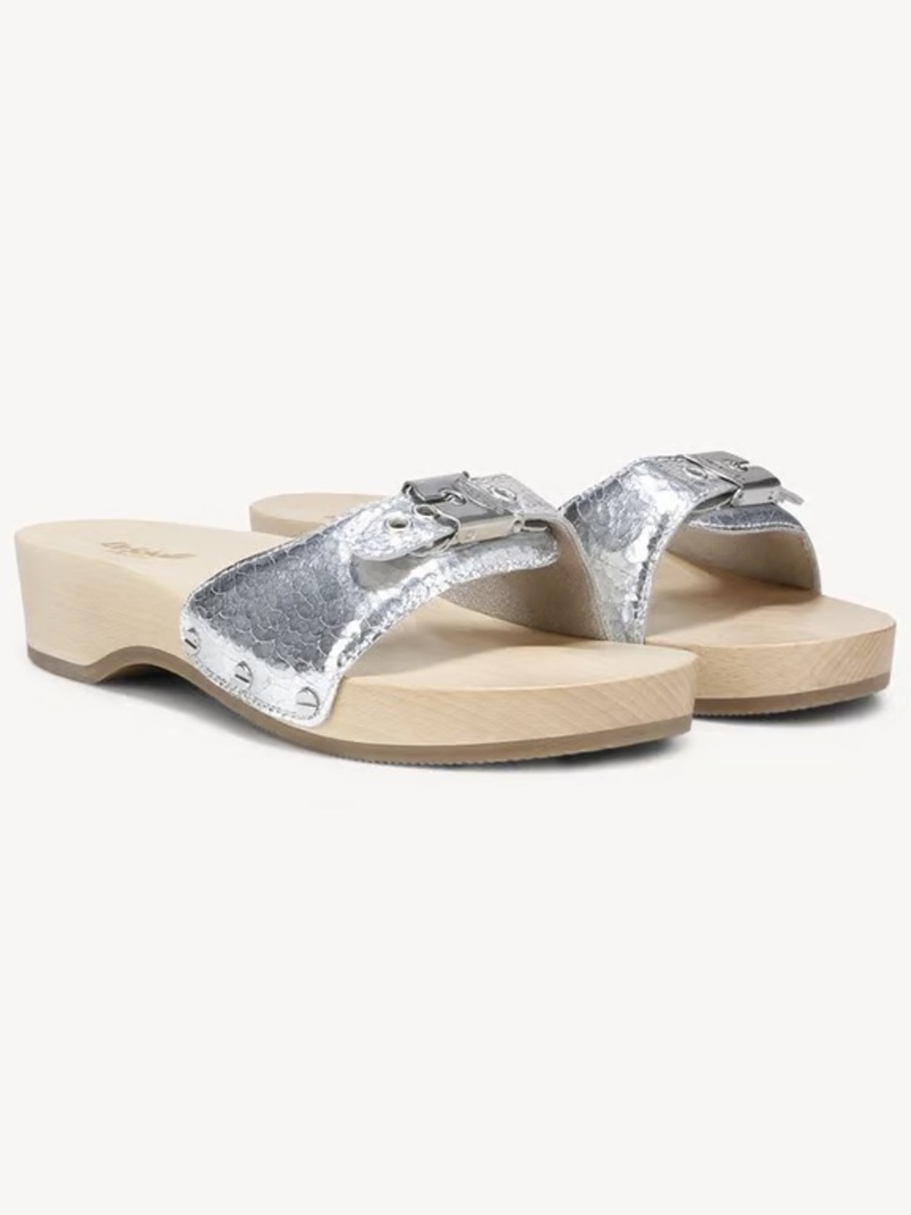 Dr schols originals silver wooden clogs 8